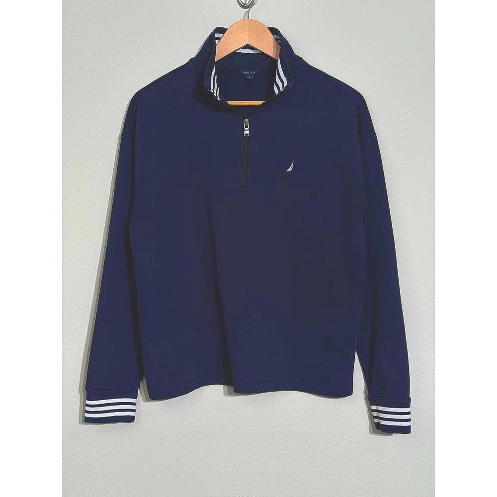 Nautica 1/4 Zip Pullover Men’s M Navy Preppy Coastal Dadcore Shirt Nautical